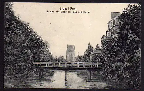 62050 AK Stolp i. Pom. 1921 Blick auf Mühlentor Stolpe Brücke
