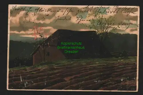 132977 AK Künstlerkarte Litho Bauernhaus Lettland 1905 nach Riga