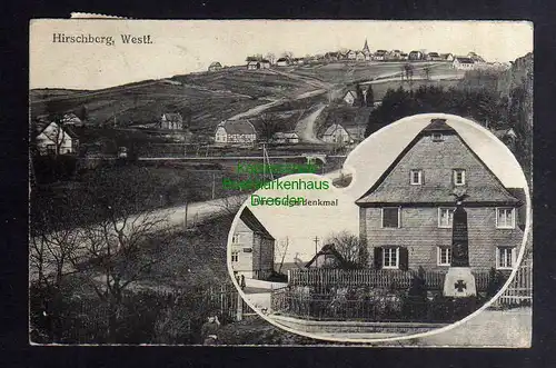 127965 AK Hirschberg Westf. Panorama 1920 Haus Am Kriegerdenkmal