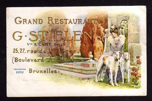 112842 AK Brüssel Bruxelles 1914 Grand Restaurant G. Stielen 1914 Frau Windhunde