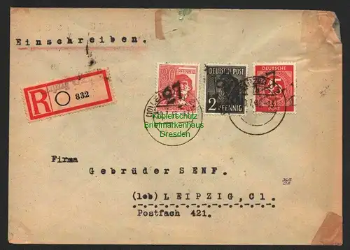 h6005 SBZ Handstempel Bezirk 27 Leipzig 14 Orts-R-Brief 10.7.48 mit Ziffer 45