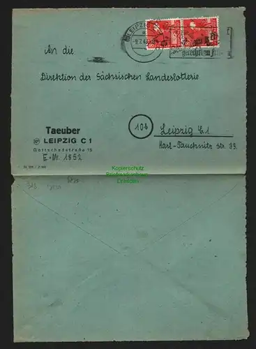 h5829 SBZ Handstempel Bezirk 27 Leipzig 32 violett Brief 9.7.48 Umschlag dreisei