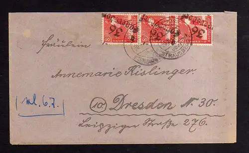 h1674 Handstempel Bezirk 36 Eggersdorf 3x 8 Pfennig 30.6.48 Privatbrief nach Dre