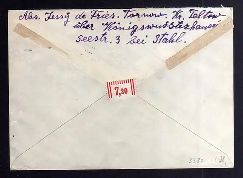 B3380 Brief SBZ Notstempel Teupitz Kreis Teltow 1946