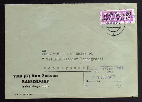 B1869 DDR ZKD 15 Kontrollnummer 5000 Brief Frankfurt Oder  geprüft BPP Deutsche