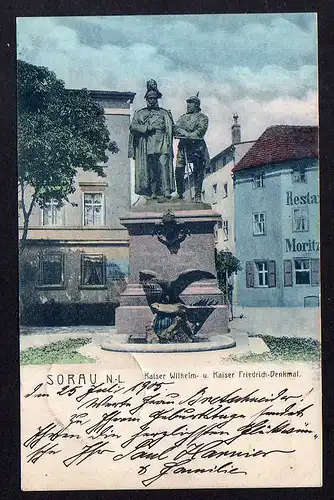 95244 AK Sorau Zary Kaiser Denkmal 1905 Restaurant