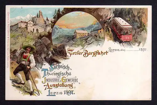 93768 AK Leipzig 1897 Litho Gewerbe Ausstellung Tiroler Bergfahrt Verlag Louis