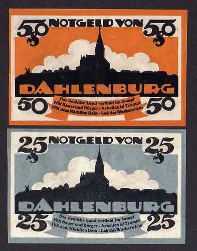 85521 Notgeld Dahlenburg 2 Scheine 1920