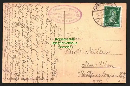 34095 AK Oberwiesenthal Fichtelberg 1927, gelaufen