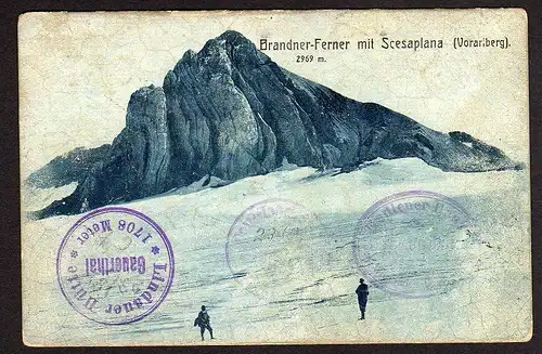 29527 AK Brandner Ferner mit Scesaplana Vorarlberg ungelaufen 1907 Rätikon