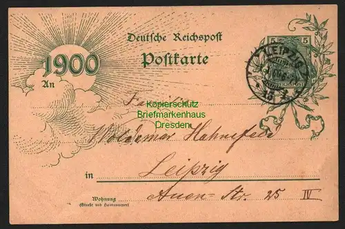 143628 Jahrhundertganzsache Sylvester 1899 Leipzig 1900