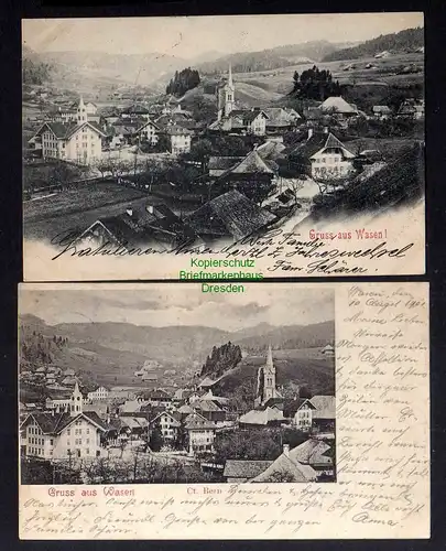 124125 2 AK Wasen Kanton Bern Panorama Kirche 1902 1901