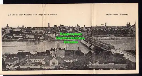 118501 3 teilige Klapp AK Panorama Warschau und Praga mit 2. Brücke 1915