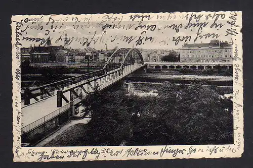 109849 AK Glogau Glogow um 1935 Hindenburgbrücke und Stadt