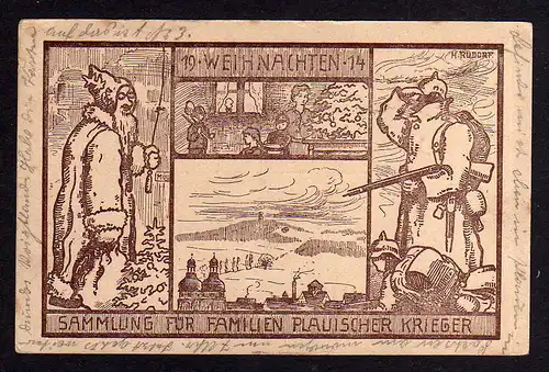 101212 AK Plauen Vogtl. Weihnachten 1914 Sammlung f. Familien Plauischer Krieger