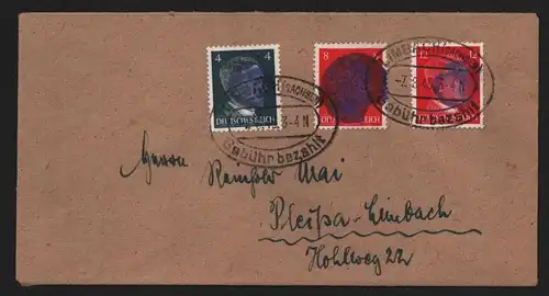 B12435 SBZ Ostsachsen Sächsische Schwärzung 1945 Hitler R-Brief Limbach 7.8.45