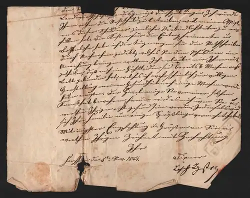 B12091 Brief AD Baden 6 Oberrand Endingen 1854 auf Faltbriefhülle nach Staufen
