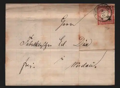 B12389 Faltbrief mit Inhalt Deutsches Reich 1872 Wiesenburg nachverwendeter Sach