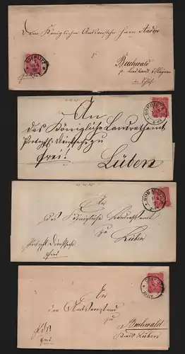 B12390 4x Brief Görlitz 1875 Königl. Strafanstalts Direktion Lindhardt Buchwald