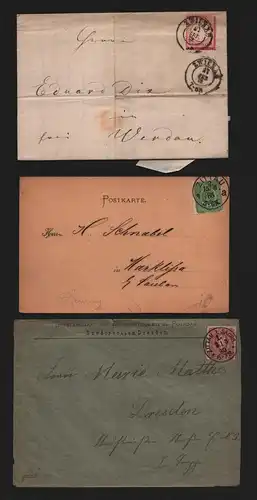 B12391 3x Brief Karte Zwickau 1872 Zittau 1885 Vertreterkarte 1880