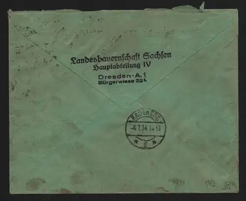B12341 Brief DR je 2x 540 543 Kolonialforscher Einschreiben Dresden 1934 Radeber