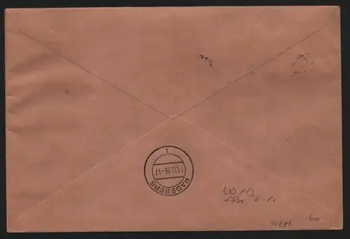 B12286 Brief DR 730 FN 2 + ZD W 143 aus MHB Einschreiben Dresden 1939 n Radeberg