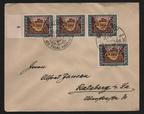 B12241 Brief DR 4x 828 MeF Berlin 100 Jahre Postamt O17 nach Radeberg