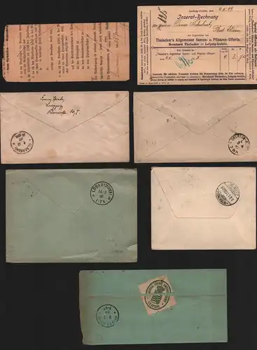 B12394 Deutsches Reich DR 7x Brief Karte 1883 - 1900 1x Inserats Rechnung