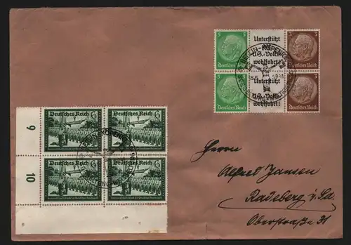 B12190 Brief DR Eckrand Viererblock 773 SST Berlin Köpenick 1941 nach Radeberg