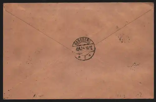 B12213 Brief DR 2x ZD Hindenburg aus MH Dresden A1 1941 n. Radeberg Einschreiben