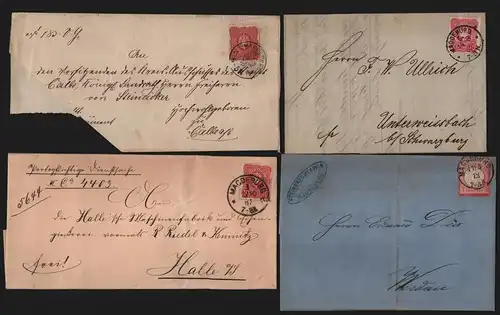 B12384 Deutsches Reich DR 4x Brief Magdeburg 1872 - 1887 Brustschild Pfennige P