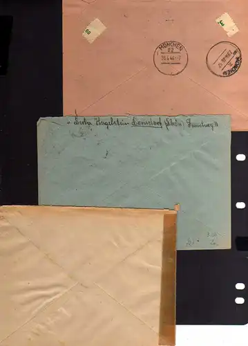 B907 3x SBZ Brief Gebühr bezahlt 1946 Dornburg Röhngeb. an Suchdienst München  