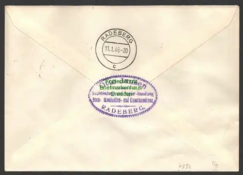 B7392 SBZ Brief 6x Marke 129 132 mit OR ndgz aus Kombinationsbogen Einschreiben