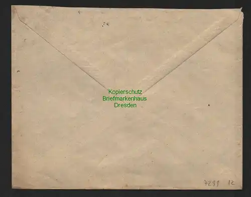 B7299 Brief Postauftrag DR 1910 Papierfabrik Berger Wolkenburg Einschreiben