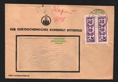 B4799 DDR ZKD 2x B 7 Brief VEB Elektrochemisches Kombinat Bitterfeld nach Merseb