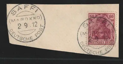 B4184 DP in Marokko Mitläufer DR 92a Briefstück Saffi 1912