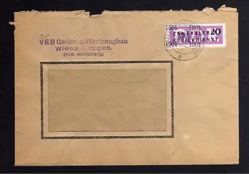 B1692 DDR ZKD 15 Kontrollnummer 1501 Annaberg Brief VEB Geräte und Werkzeugbau W