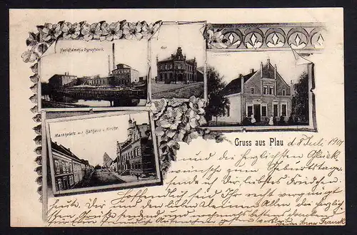 81872 AK Plau Meckl. 1901 Kartoffelmehl & Sirup Fabrik Post Villa Markt