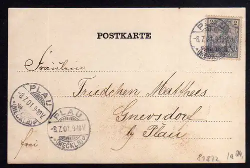 81872 AK Plau Meckl. 1901 Kartoffelmehl & Sirup Fabrik Post Villa Markt