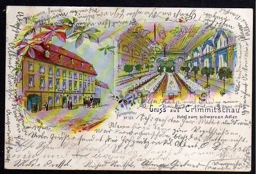 63343 AK Crimmitschau Litho 1906 Hotel zum schwarzen Adler Festsaal