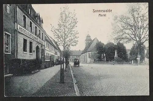 27110 AK Sonnewalde Hotel z. schwarzen Adler Markt 1918