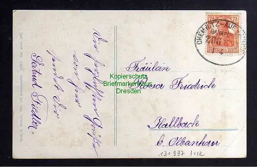 131937 AK Mittel Einsiedel Erzgebirge 1918 Bahnpost Chemnitz Aue Adorf