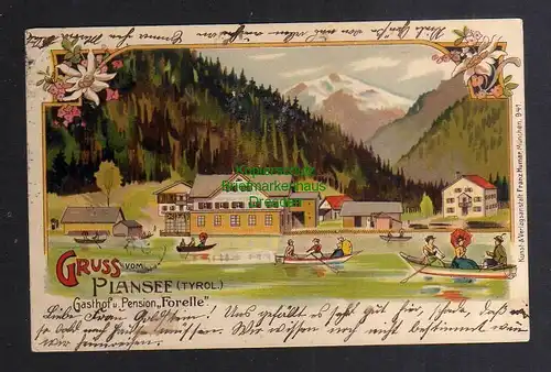 131315 AK Plansee Tirol 1902 Litho Gasthof u. Pension Forelle