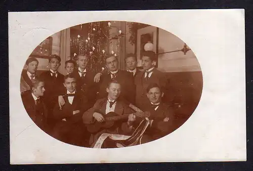 111045 AK Löbau Herrenrunde 1914 Weihnachten Fotokarte