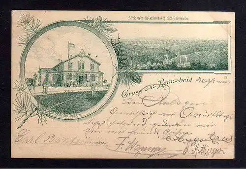 109779 AK Remscheid Federlitho 1898 Holscheidsberg Anlagen Gasthaus