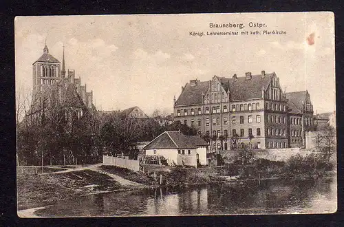 108865 AK Braunsberg Ostpreußen 1915 Lehrerseminar kath. Pfarrkirche