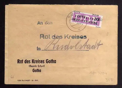 B2541 Brief DDR ZKD 15 9004 1957 Rat des Kreises Gotha Bezirk Erfurt Rudolstadt
