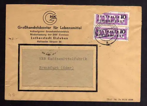 B2515 Brief DDR ZKD 2x 10 8005 1957 Großhandelskontor für Lebensmittel Eisleben