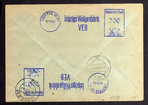 B2498 Brief DDR ZKD 15 8000 Randstück ungültig 1957 Deutsche Reichsbahn Halle