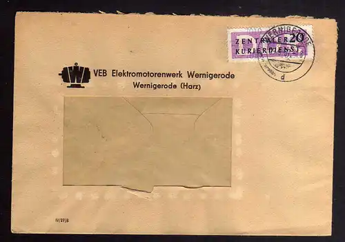 B2484 Brief DDR ZKD 11 7019 1957 VEB Elektromotorenwerk Wernigerode n. Dresden